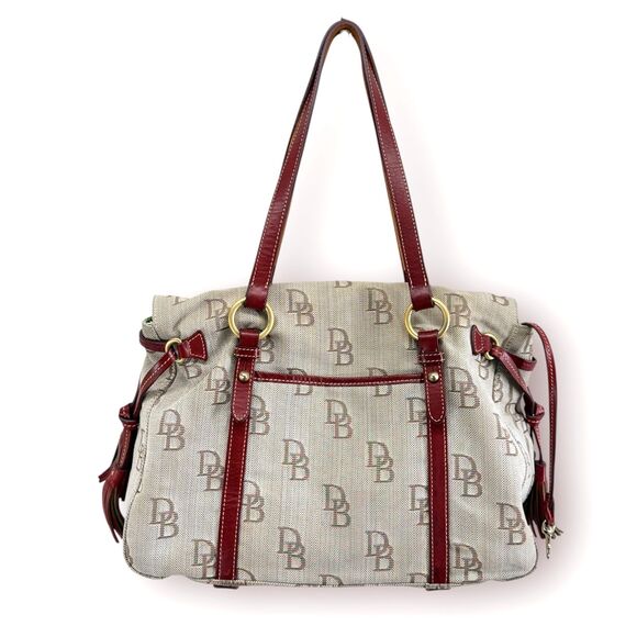 Dooney and Bourke Florentine Jacquard The Smith Bag Large in Red Monogram - Picture 4 of 16